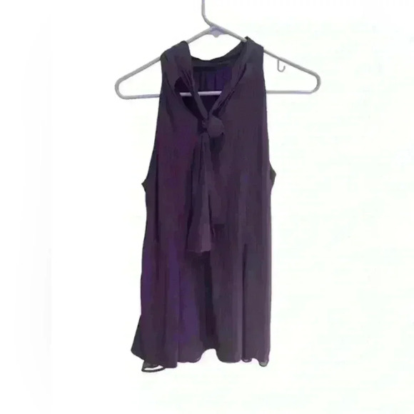Lola & Sophie Silk Blend Mock Neck Halter Tie Purple Blouse Top Mini Dress XS - Picture 8 of 10